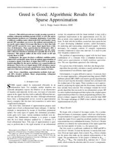 IEEE TRANSACTIONS ON INFORMATION THEORY, VOL. 50, NO. 10, OCTOBERGreed is Good: Algorithmic Results for Sparse Approximation