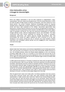 UNPO Briefing Note  24 November 2011 Ethnic Nationalities of Iran A Struggle for Universal Rights
