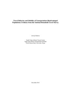 Travel Behavior and Mobility of Transportation-Disadvantaged Populations: Evidence from the National Household Travel Survey