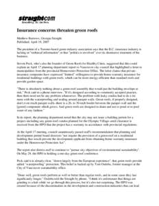 Insurance concerns threaten green roofs