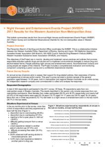 > Night Venues and Entertainment Events Project (NVEEPResults for the Western Australian Non-Metropolitan Area This bulletin summarises results from the annual Night Venues and Entertainment Events Project (NVEEP)