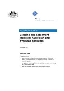 Clearing and settlement facilities: Australian and overseas operators