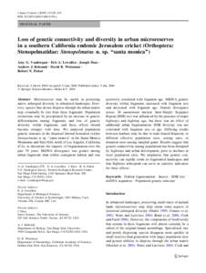 J Insect Conserv:329–345 DOIs10841z ORIGINAL PAPER  Loss of genetic connectivity and diversity in urban microreserves
