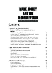 MARX, MONEY AND THE MODERN WORLD FINANCE CAPITAL AND IMPERIALISM TODAY  Contents