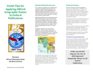 Useful Tips for Applying Official Geographic Names in Federal Publications