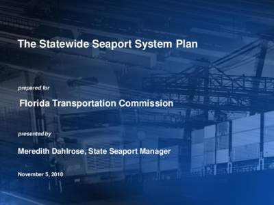 The Statewide Seaport System Plan  prepared for Florida Transportation Commission