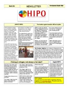NEWSLETTER  March 2011 ABOUT HIPO HIPO (Hizetjitwa Indigenous Peoples’ Organisation) is a member organization for the Himba,
