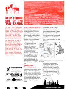 Keep Europe out of the Tar Sands  Few European citizens are aware that their governments