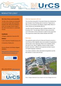 NEWSLETTERMSc Urban Climate and Sustainability What has happened until now  The MSc Urban Climate and Sustainability will produce high calibre graduates