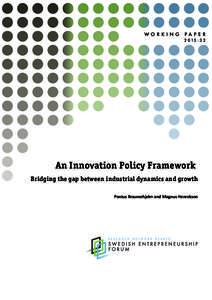 WORKI N G  PAP ER 2 015 : 3 2  An Innovation Policy Framework