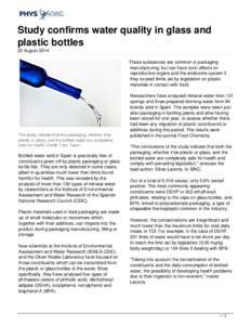 Study confirms water quality in glass and plastic bottles