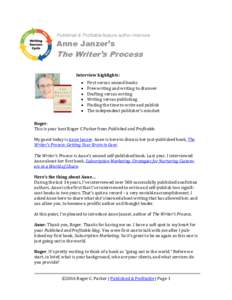 Published & Profitable feature author interview  Anne Janzer’s The Writer’s Process Interview highlights: