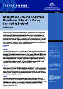 Underground banking : legitimate remittance network or money laundering system?