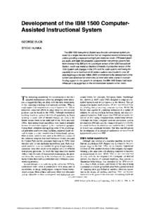 Development of the IBM 1500 computer-assisted instructional system - IEEE Annals of the History of Computing