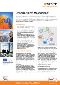 research  Trendsetting Activities Global Business Management Interdisciplinary collaboration in the fields of international sales management, business-to-business