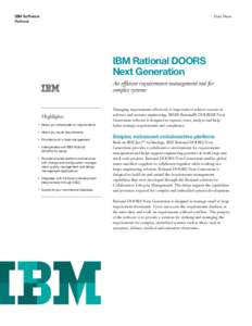 IBM Software Rational Data Sheet  IBM Rational DOORS