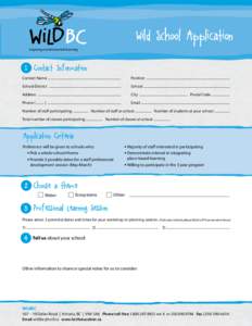 Wild School Application inspiring environmental learning Contact Information Contact Name