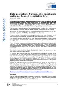 Press release  Data protection: Parliament’s negotiators welcome Council negotiating brief:24]