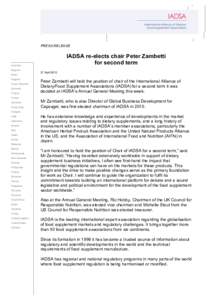 PRESS RELEASE  IADSA re-elects chair Peter Zambetti for second term  Australia
