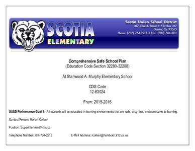 Comprehensive Safe School Plan (Education Code SectionAt Stanwood A. Murphy Elementary School CDS CodeFrom: 