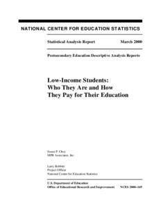 NATIONAL CENTER FOR EDUCATION STATISTICS Statistical Analysis Report MarchPostsecondary Education Descriptive Analysis Reports