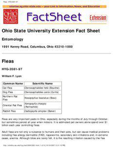 Fleas, HYG[removed]Ohio State University Extension Fact Sheet