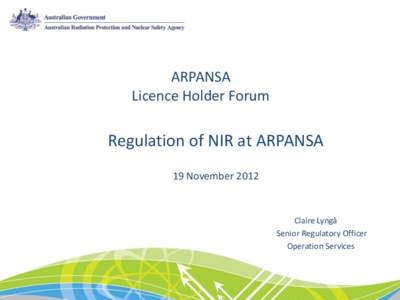 Regulation of NIR at ARPANSA