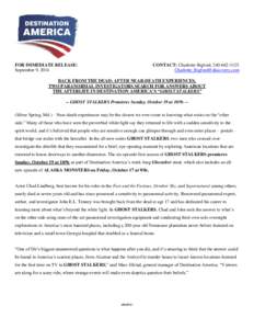 FOR IMMEDIATE RELEASE: September 9, 2014 CONTACT: Charlotte Bigford,  