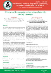 Recommender systems / Collective intelligence / Collaboration / Information systems / Collaborative filtering / Personalization / Information filtering system / John T. Riedl / Robust collaborative filtering / Item-item collaborative filtering