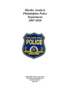 Murder Analysis Philadelphia Police DepartmentPhiladelphia Police Department