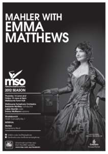 Mahler with  Emma Matthews  Thursday 14 June and