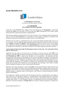 BASE PROSPECTUS  LANDSVIRKJUN (ICELAND) (incorporated with limited liability in Iceland)  U.S.$1,000,000,000