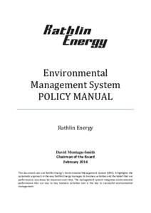 Environmental Management System POLICY MANUAL Rathlin Energy  David Montagu-Smith