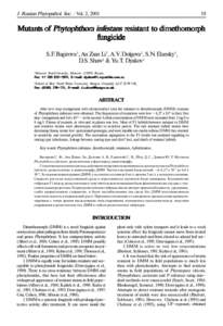 J. Russian Phytopathol. Soc. · Vol. 2, Mutants of Phytophthora infestans resistant to dimethomorph fungicide
