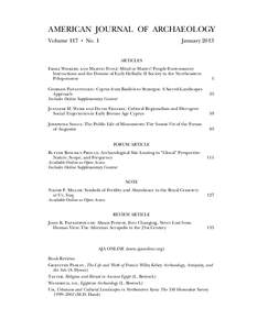 AMERICAN JOURNAL OF ARCHAEOLOGY Volume 117