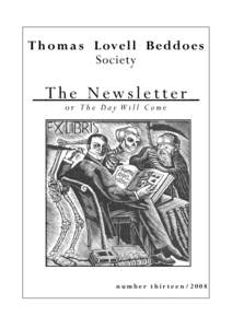 T h o m a s Lovell Beddoes Society The Newsletter_ or The Day Will Come