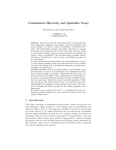 Continuation Hierarchy and Quantifier Scope Oleg Kiselyov and Chung-chieh Shan 1 2
