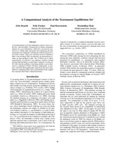 A Computational Analysis of the Tournament Equilibrium Set