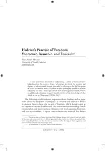 Hadrian’s Practice of Freedom: Yourcenar, Beauvoir, and Foucault1 Paul Allen Miller University of South Carolina 