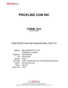 PRICELINE COM INC  FORM 10-K (Annual Report)