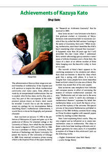 Asia Pacific Mathematics Newsletter 1 Achievements of Achievements ofKazuya