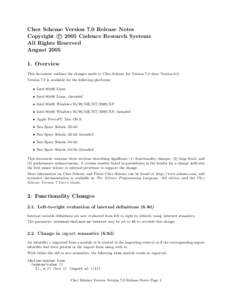 Chez Scheme Version 7.0 Release Notes c 2005 Cadence Research Systems Copyright All Rights Reserved AugustOverview