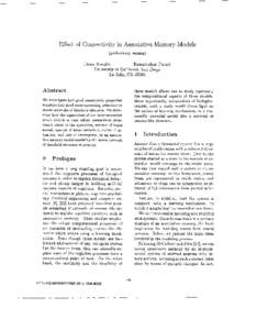 Effect of connectivity in associative memory models - Foundations of Computer Science, 1988., 29th Annual Symposium on