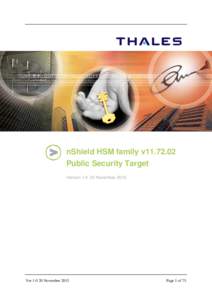 nShield HSM family v11Public Security Target VersionNovember 2015 VerNovember 2015