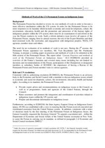 UN Permanent Forum on Indigenous Issues – 14th Session: Concept Note for DiscussionMethods of Work of the UN Permanent Forum on Indigenous Issues Background