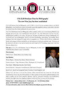 Microsoft Word - PR 1 17th ILAB Breslauer Prize for Bibliography.docx