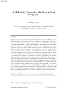Manuscript  A Multiscale Progressive Model on Virtual Navigation  Xiaolong Zhang