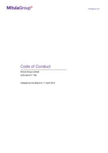 Code of Conduct Mitula Group Limited ACNAdopted by the Board on 17 April 2015