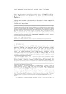 c 
ACM, published in TOPLAS volume 22(3), MayPreprint of final version. Java Bytecode Compression for Low-End Embedded Systems