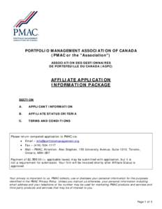 PORTFOLIO MANAGEMENT ASSOCIATION OF CANADA (PMAC or the 